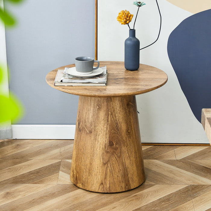 Round Coffee Table 50cm Ø 48cm H Side Table - Natural Wood Look MDF