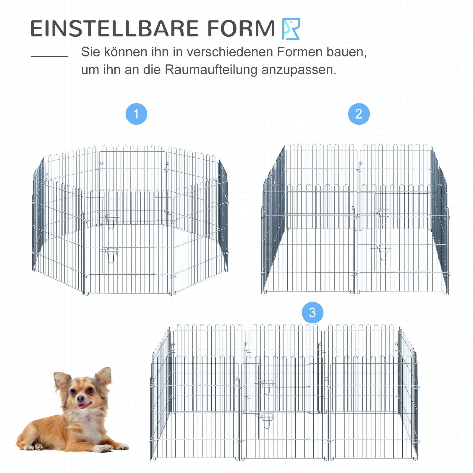Puppy Run Playpen 8-Piece 63x76cm Safe Stable Metal