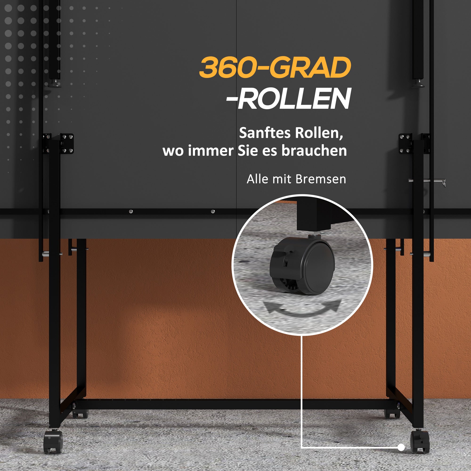 Sportnow table tennis table folding with wheels outdoor indoor steel blue