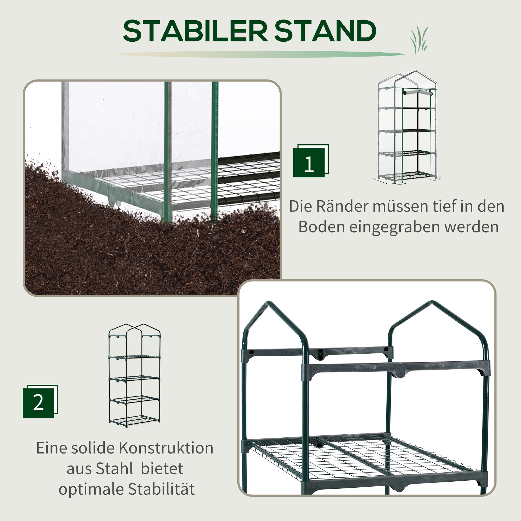 Foil Greenhouse Cold Frame, 4 Shelves 70x50x160cm, Green