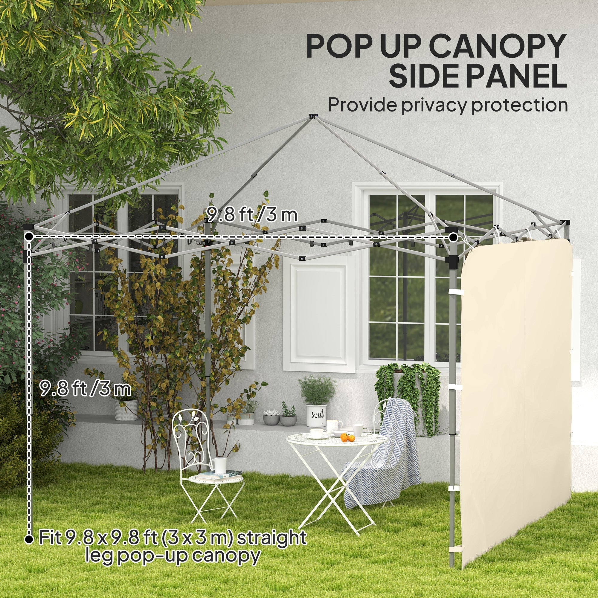Ersatz-Pavillon-Seitenwand 195 x 295 cm - Beige