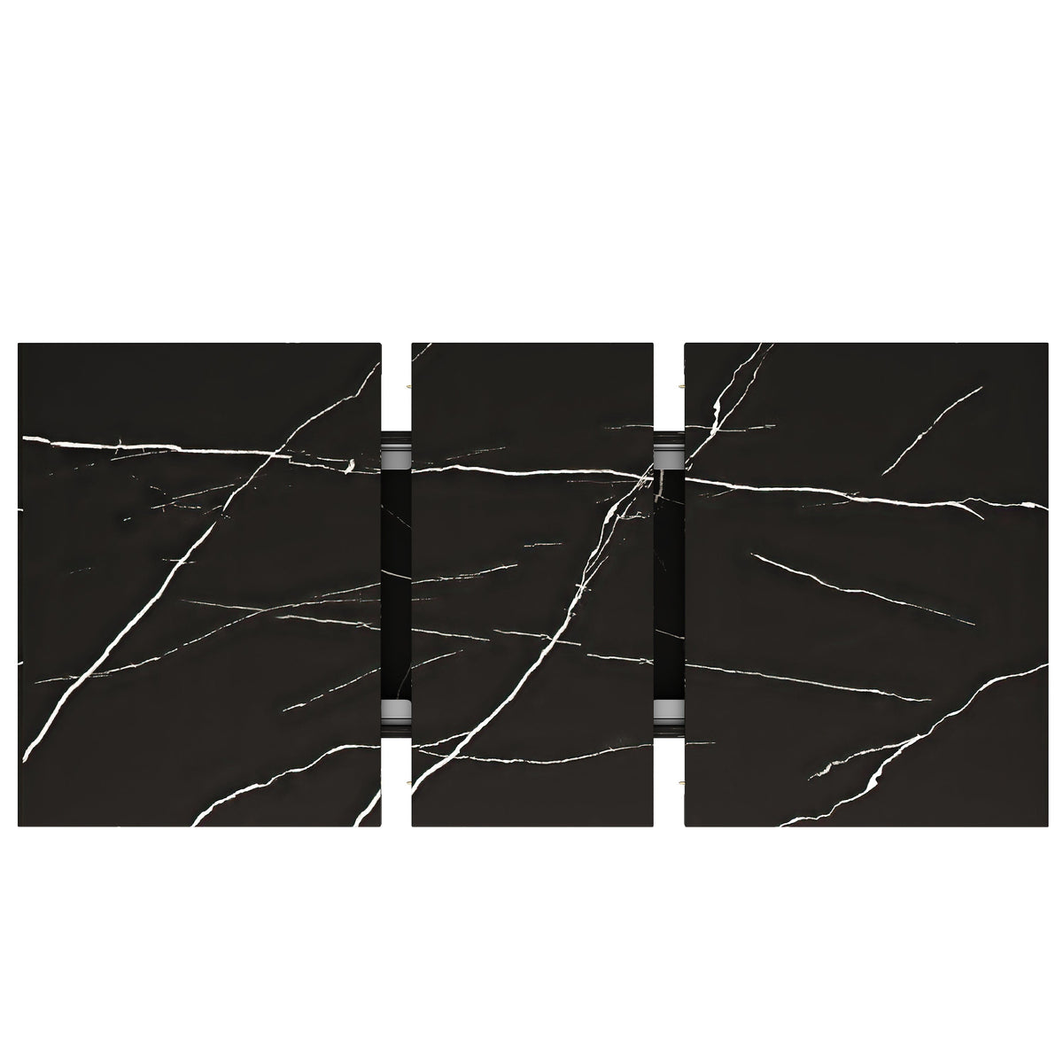 Telescopic Dining Table Extendable 120-160cm Marble Pattern - Black