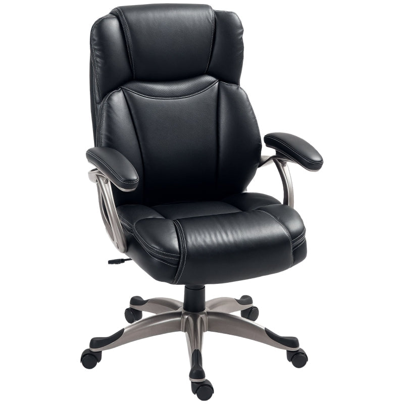 Office Chair Adjustable Height with Faux Leather - Black