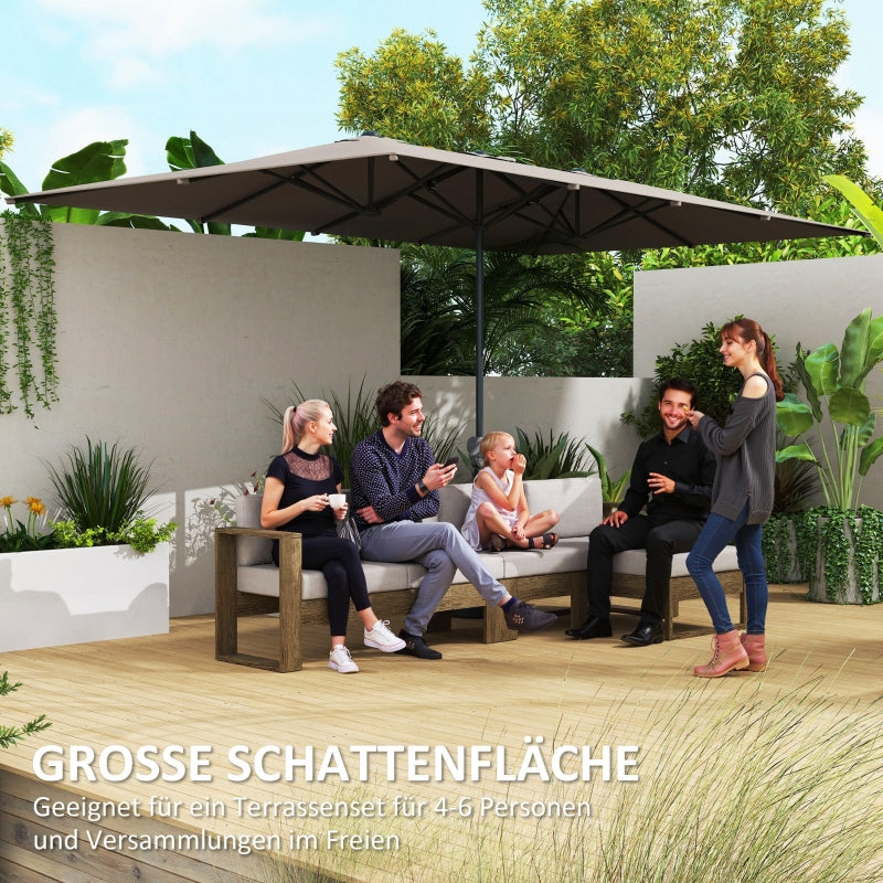 Double Parasol, 451 x 264 cm, UV50+ Protection, Windproof, Dark Gray