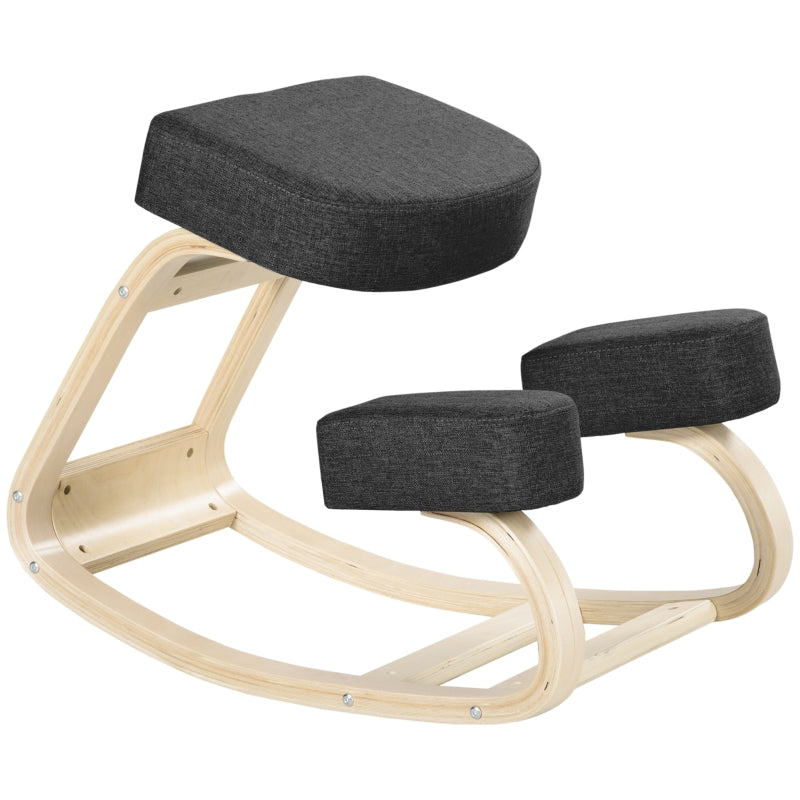 Vinsetto Kneeling Stool, Ergonomic, Upholstered, Birch Wood, Black