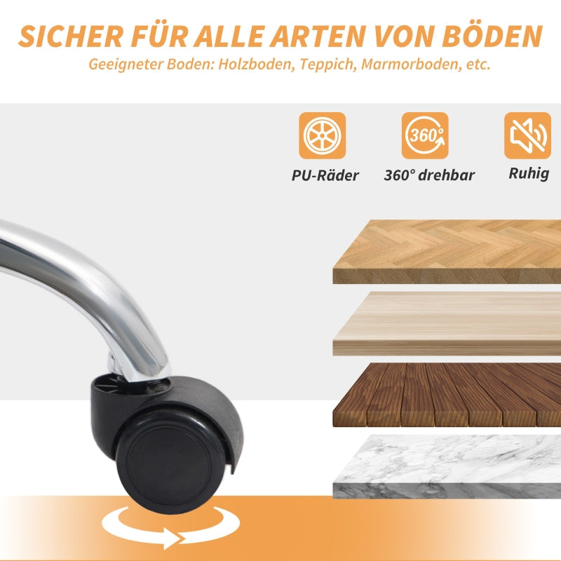 Bürostuhl, ergonomisch, mit Lordosenstütze, klappbarer Armlehne, Fußstütze, Hellbraun