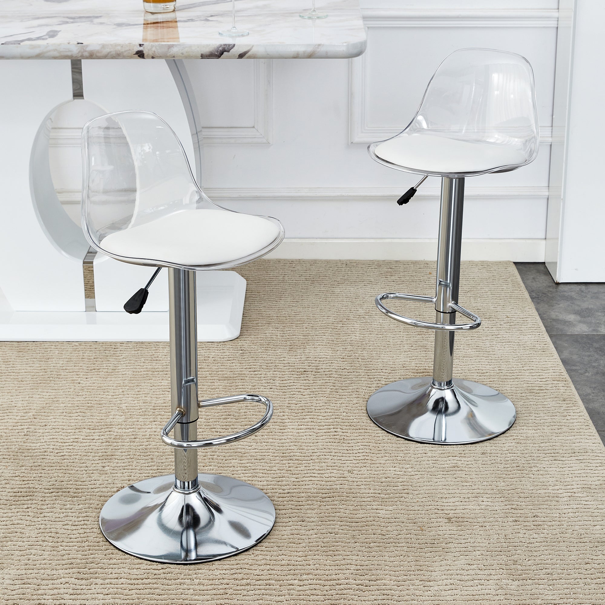 2-Pack Beam Chairs Adjustable 360° Swivel - Transparent/Silver Metal