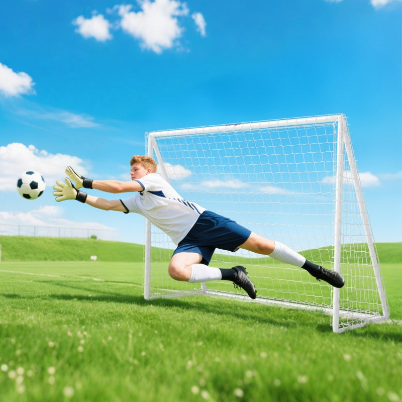 Football Goal with Robust Net and Plastic Frame, 240 x 90 x 180 cm, White