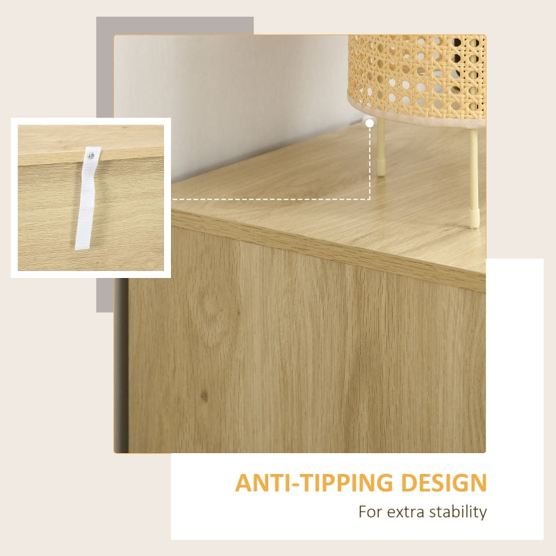 Chest of Drawers Four Rattan Weave Panel Wood-Effect