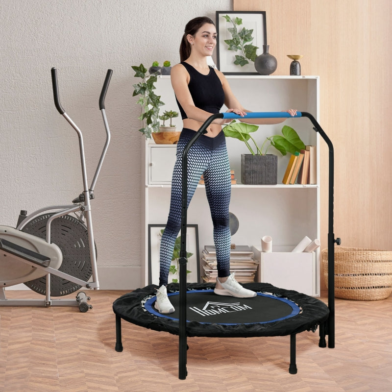 Fitness Trampoline, Foldable, Adjustable Handle, Ø102cm, Black/Blue