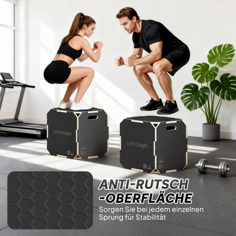 Jumping Box Smooth Corners Height Adjustable - Plywood Black