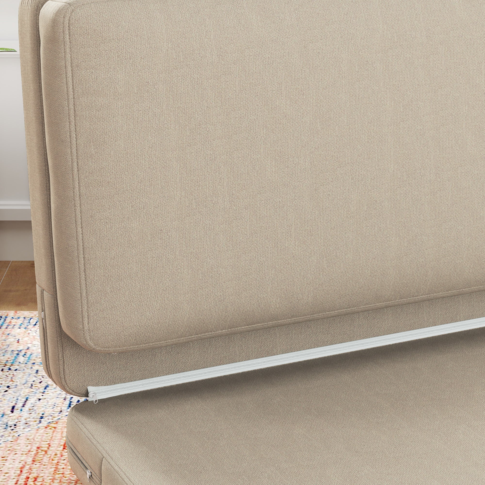 3-in-1 Schlafsofa, Samtbezug mit Stauraum, Beige