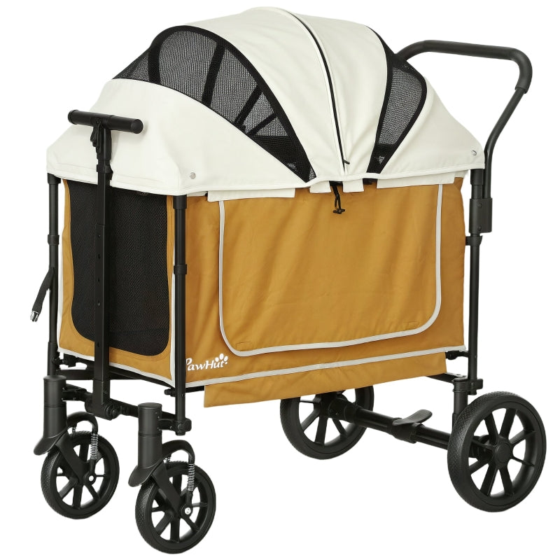 Dog Buggy, Foldable, for Dogs & Cats up to 30kg, Brown