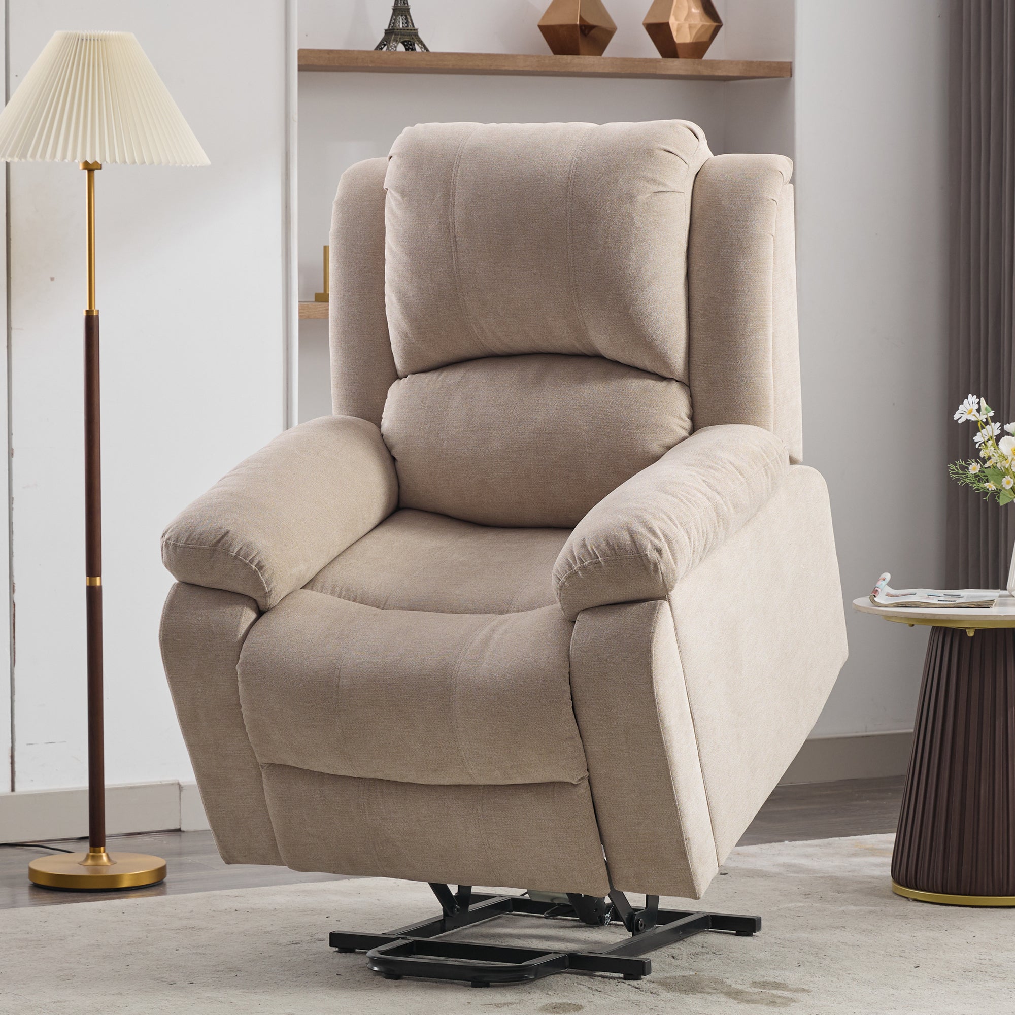 Power Massage Lift Recliner Chair with Heat & Vibration for Elderly, Heavy Duty Fabric