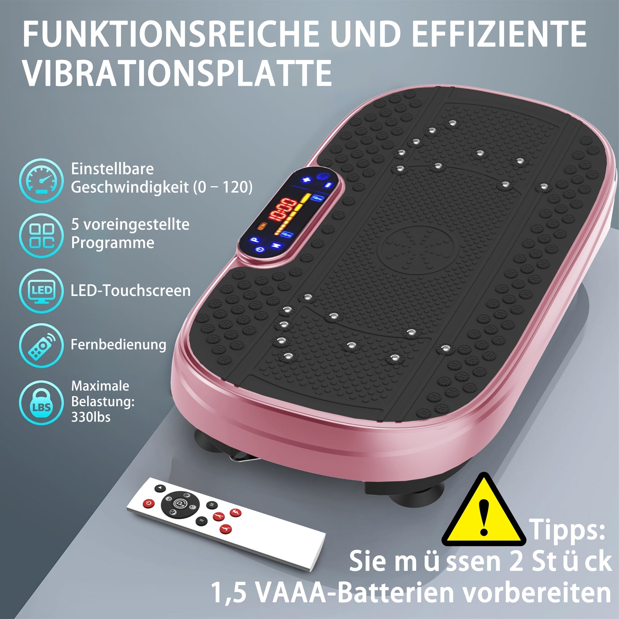 Vibration Plate Whole Body Fitness with Resistance Bands Speed Control