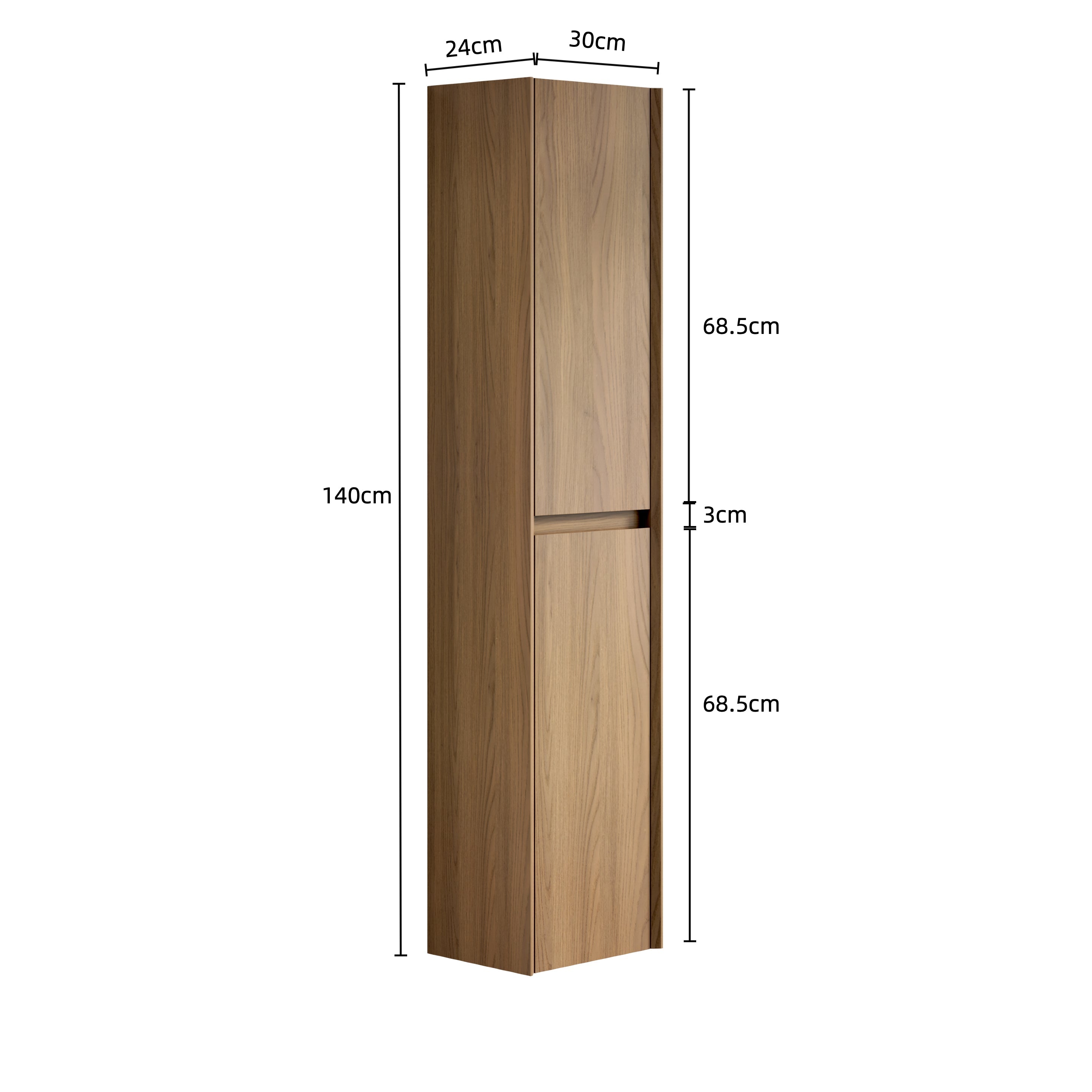 DACI 140cm Bathroom Wall Cabinet with 2 Doors, Slim Storage, Espresso
