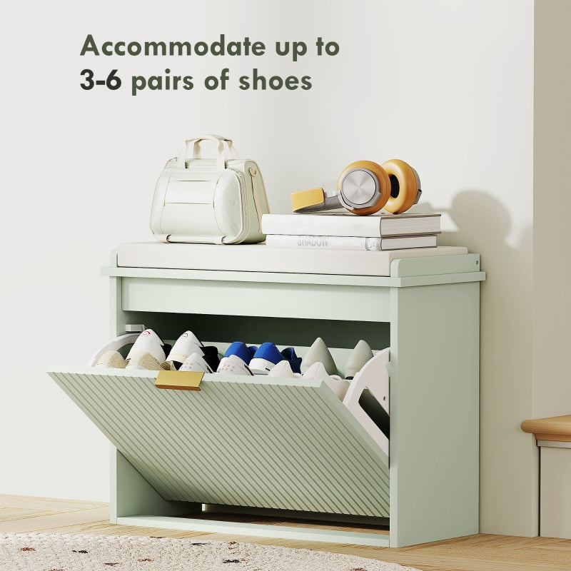 Elegant Six Shoe Bench with Top Seat - Green