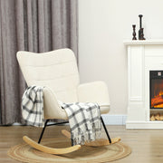 Rocking Chair, Armrests Wooden Base, Beige