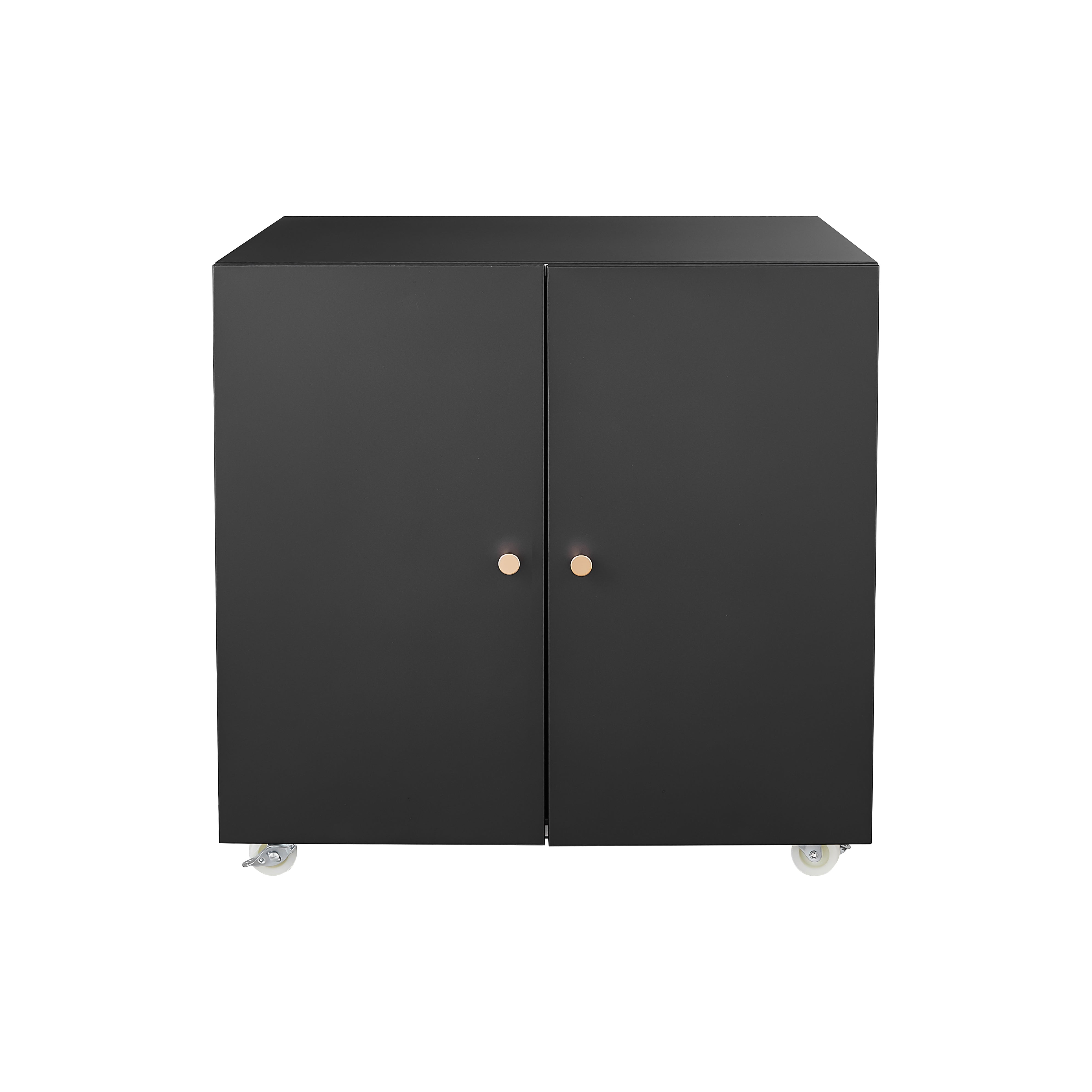Metal Printer Stand Storage Door Adjustable Shelf File Cabinet Wheels - Black
