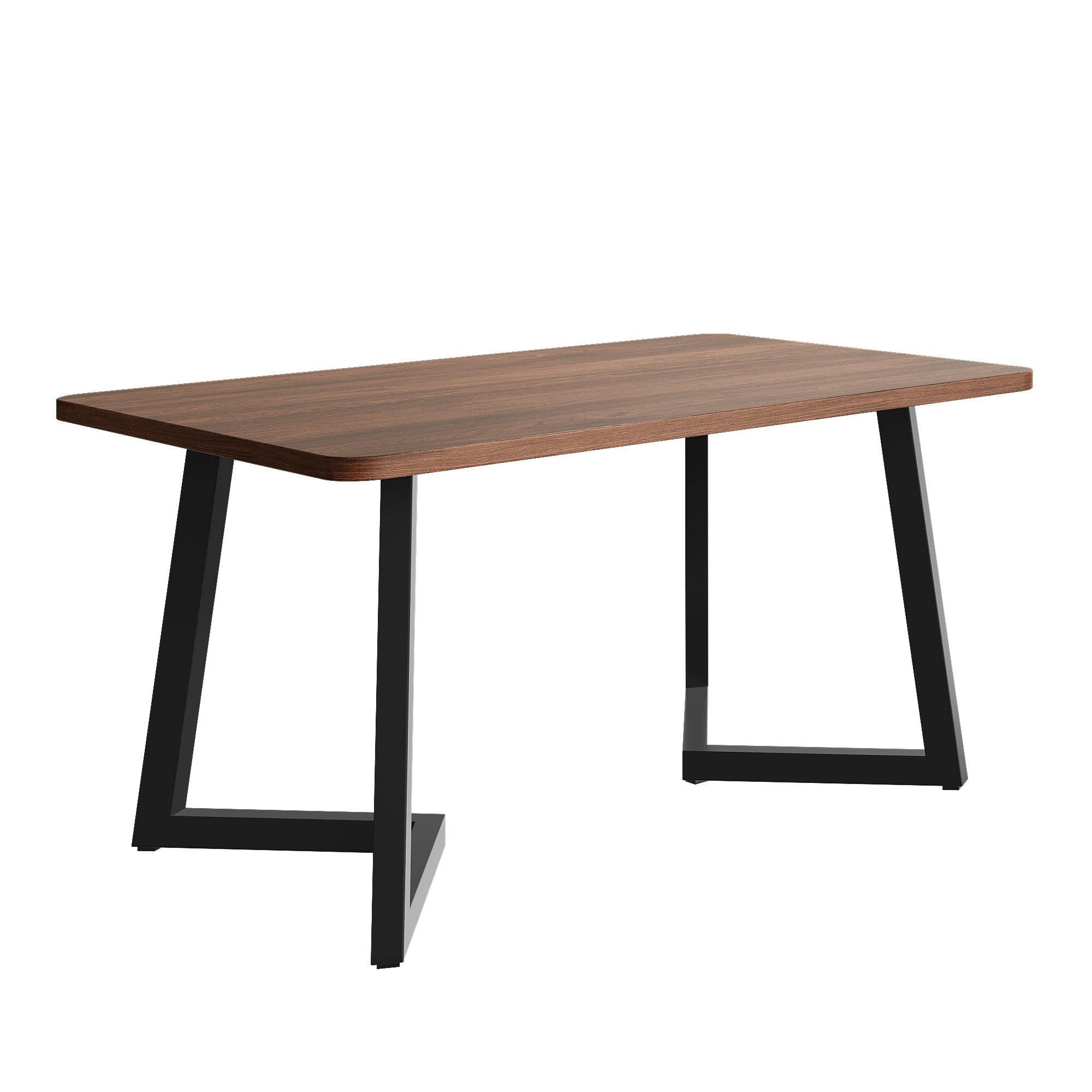Dining Table 117x68cm Rectangular Wood Grain Metal Legs, Black/Walnut Color