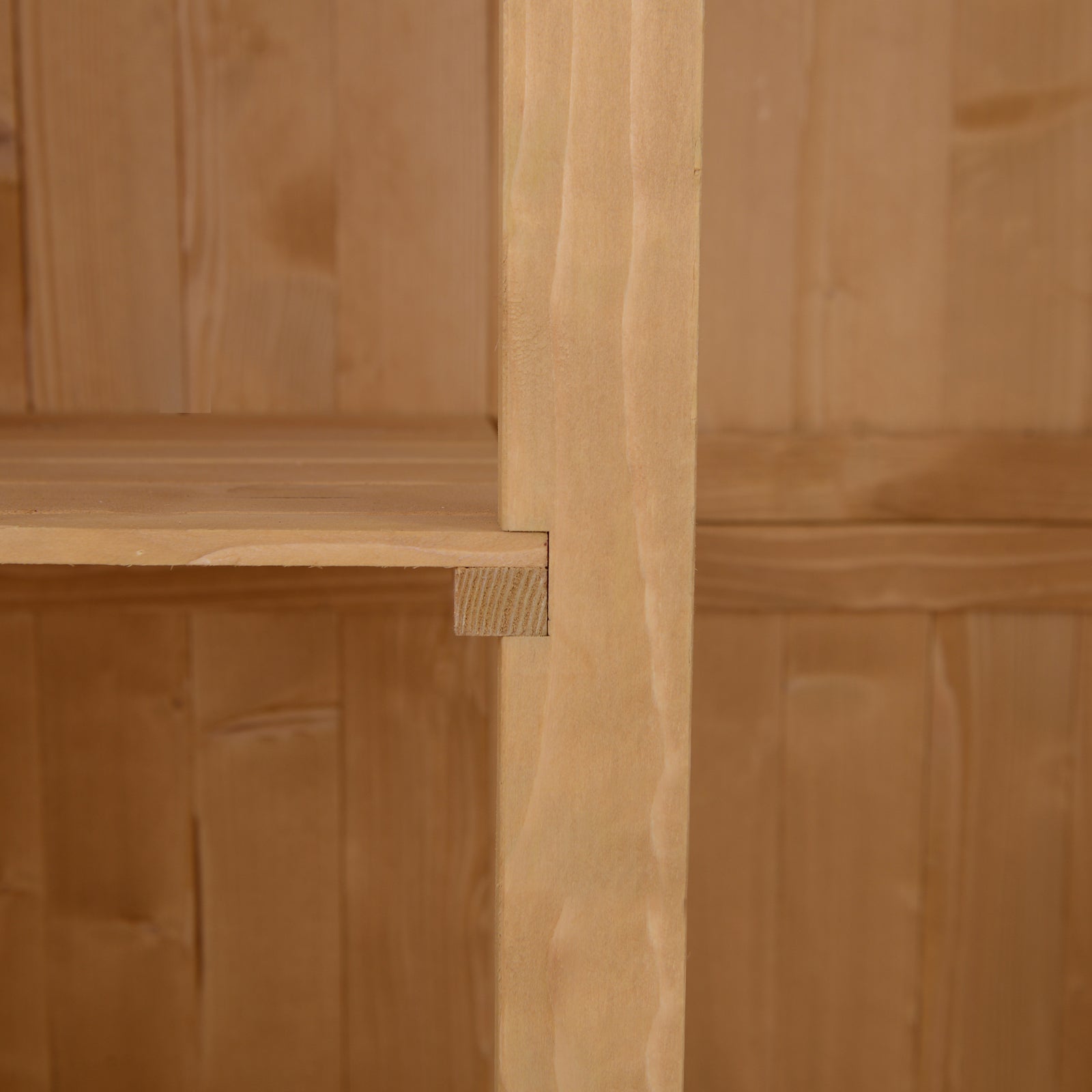 Wooden Garden Shed Tool Storage Cabinet Double Door Organizer, Natural