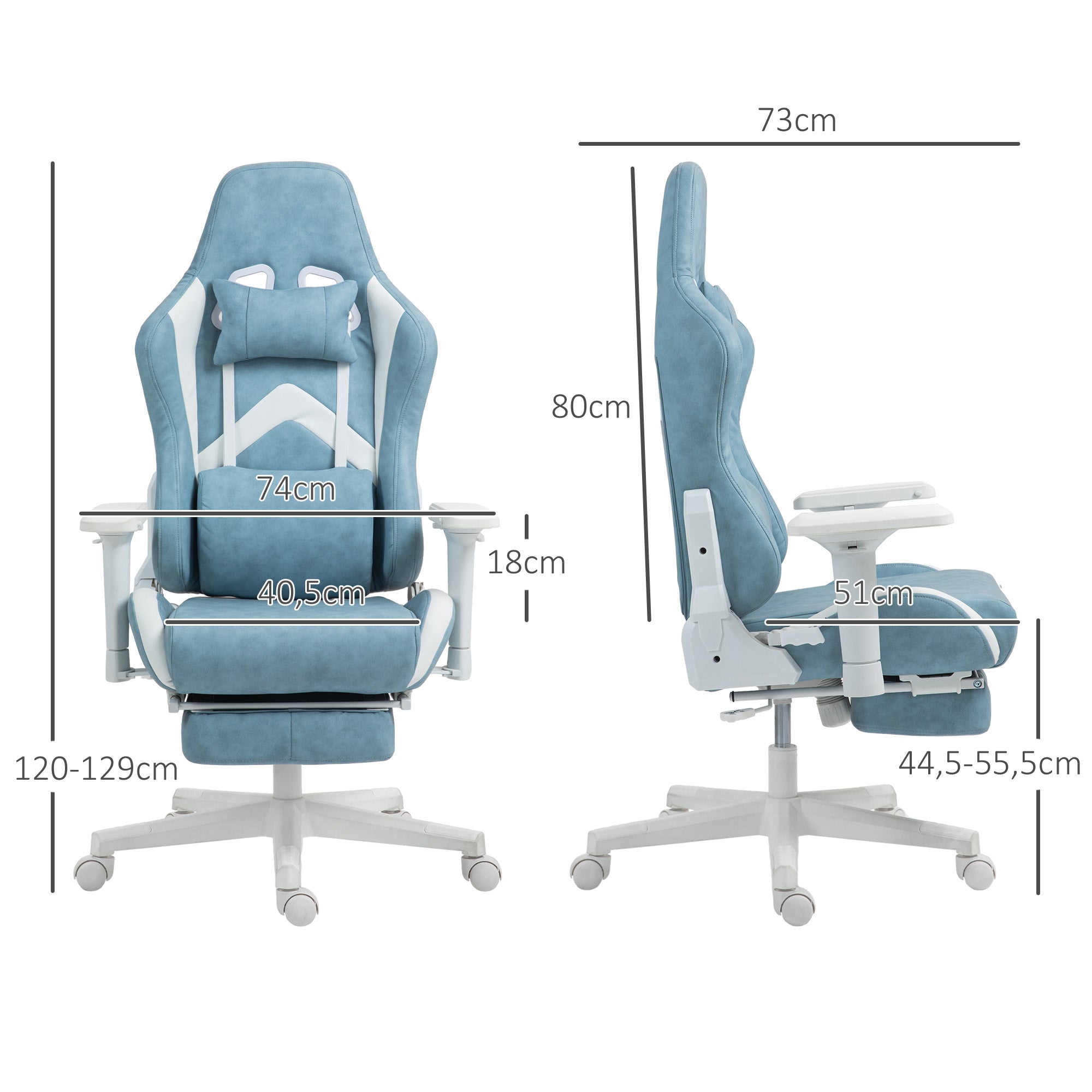 Gaming-Stuhl mit Liegefunktion, ergonomisch, Kunstleder Blau