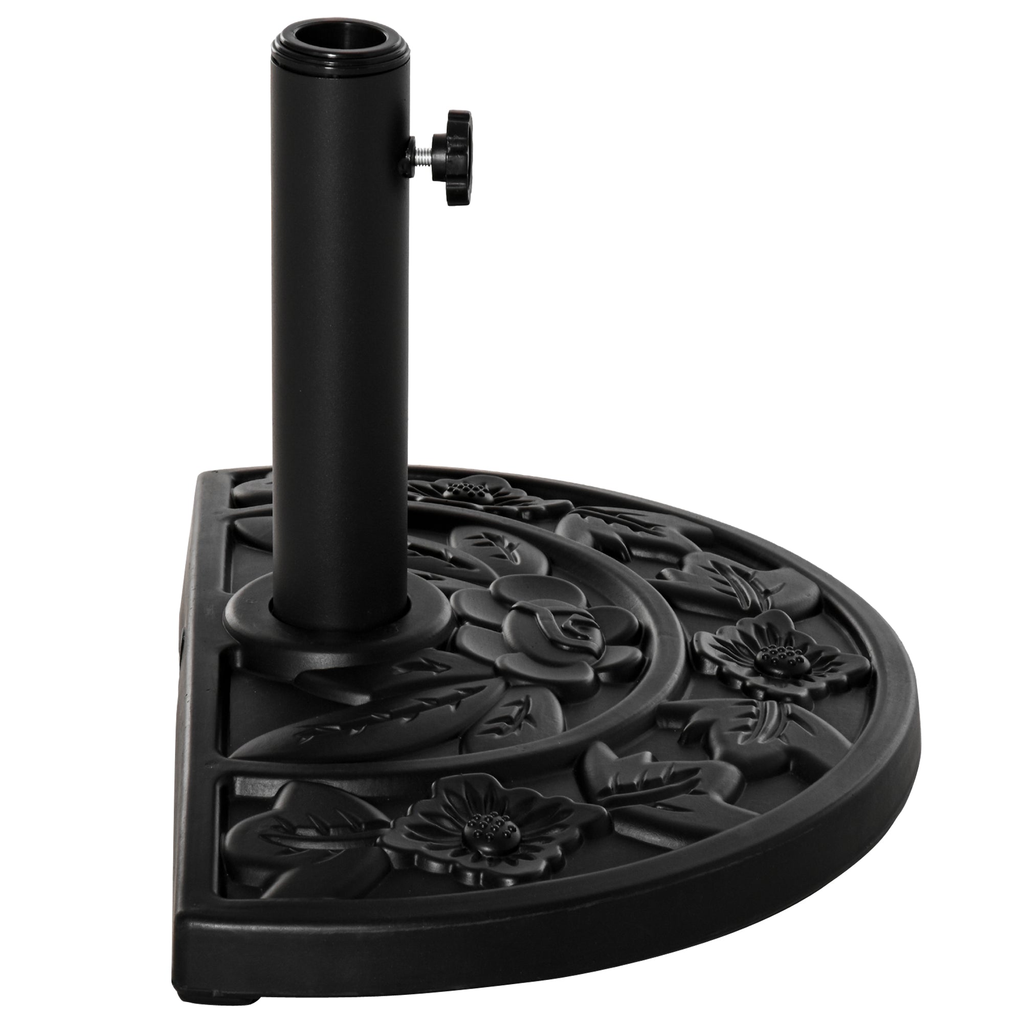 Parasol Base 9kg Floral Motif Semi-Circular HDPE Black