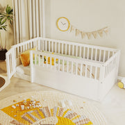 Children's Bed 90x200cm with Railing and Door, White Wood