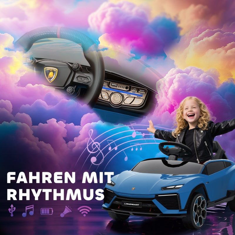 Children's Electric Car with 12V Battery, Remote Control and LED Lights, Blue