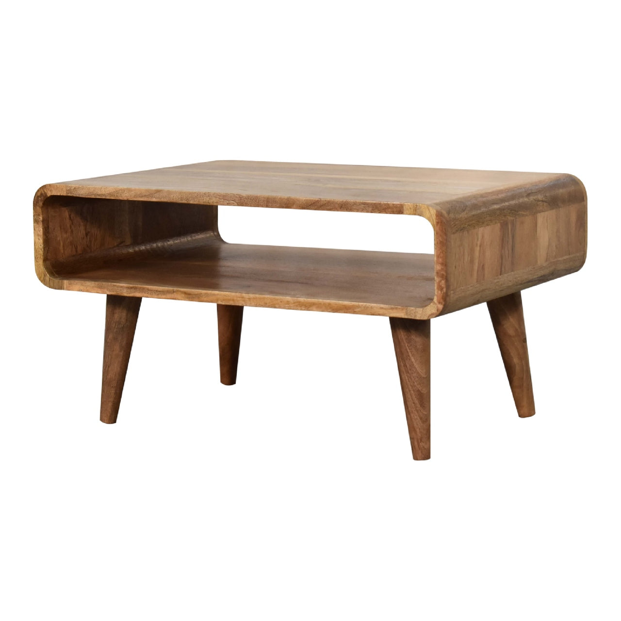 Solid Wood Media Unit, Open Storage, Oak-ish Brown