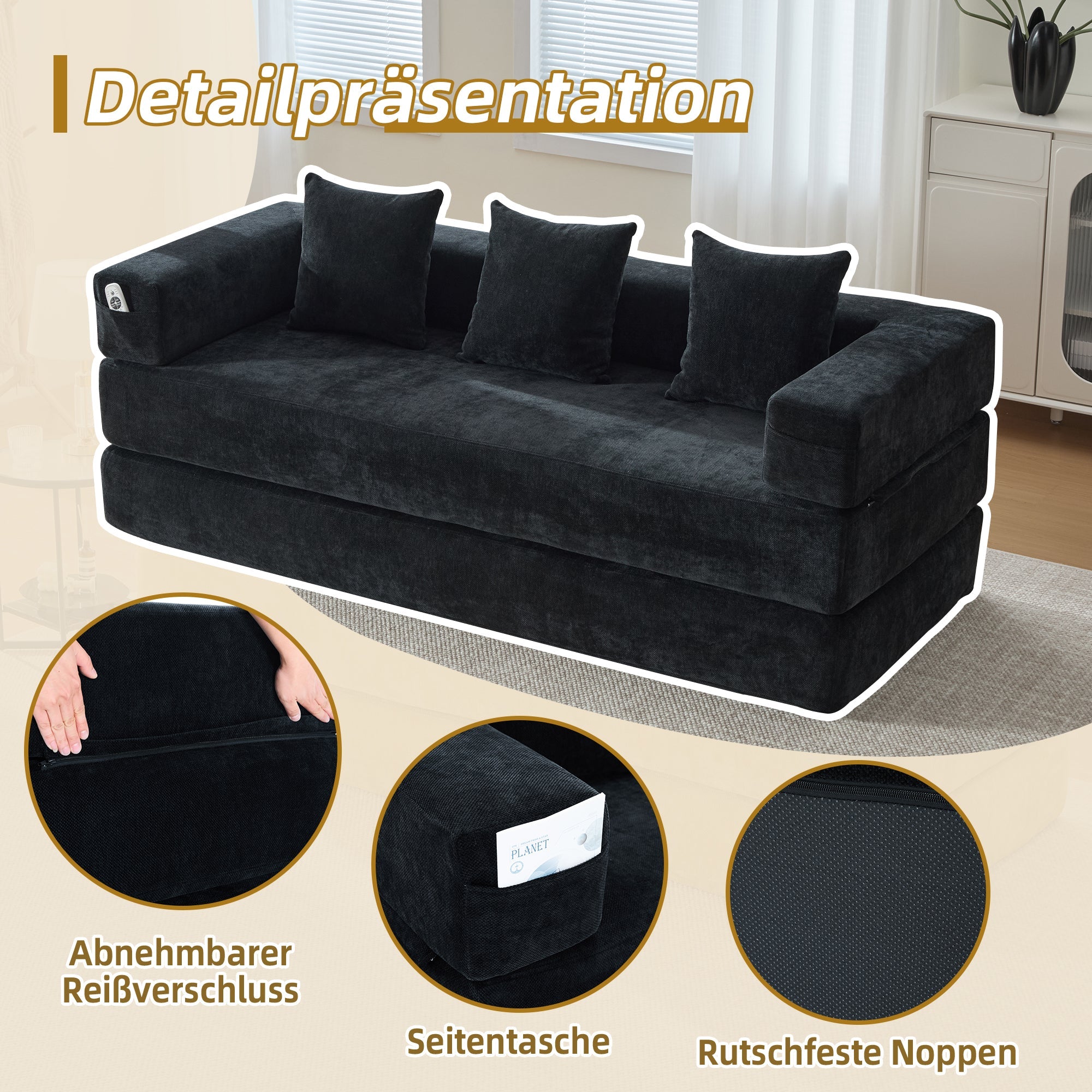 Modular Block Sofa, Super Soft Freely Combinable Storage Pockets, Chenille