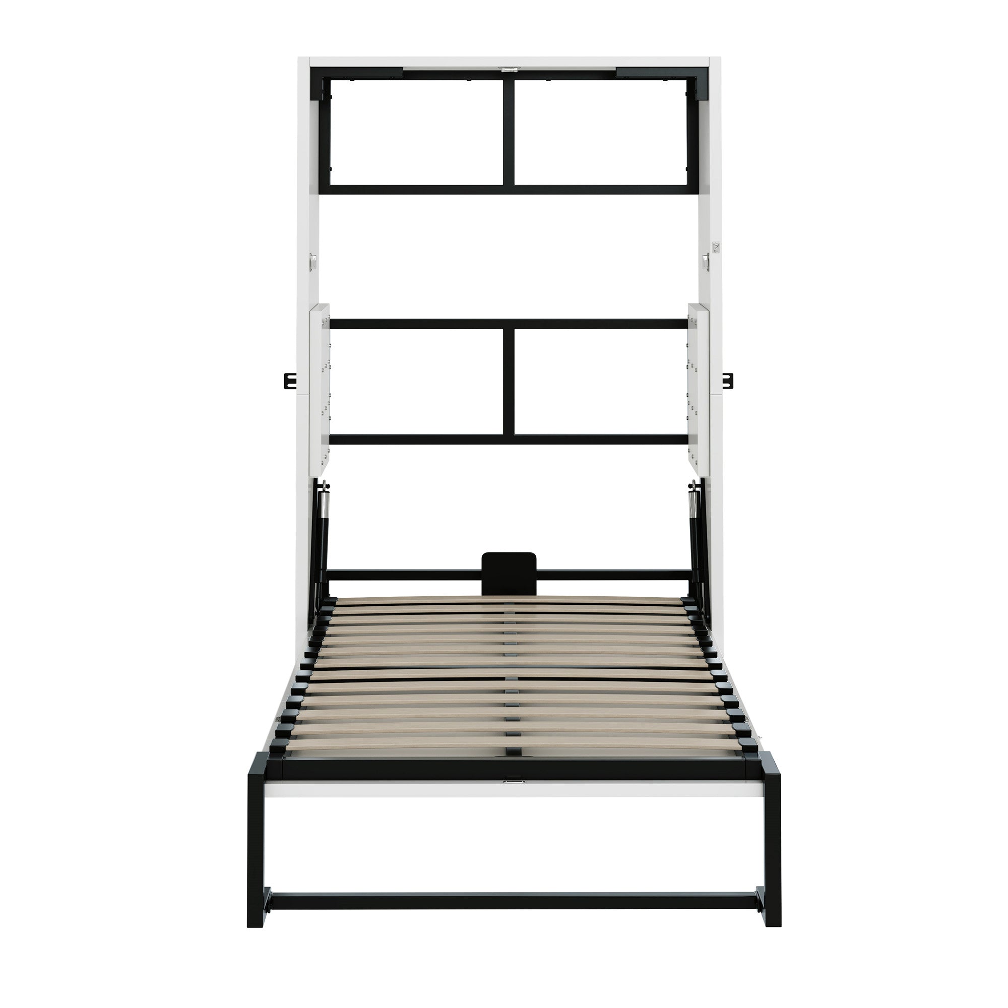 Murphy Wall Bed with Folding Metal Frame and Lockable Mounting, 90x200cm, Metal and Wood