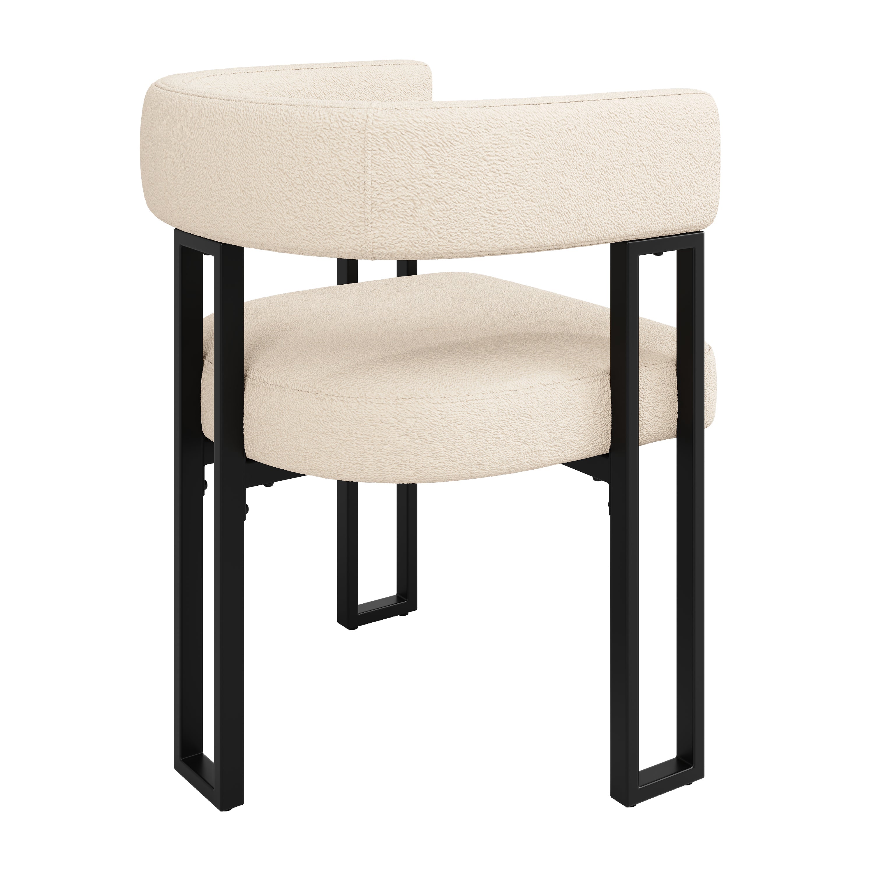 Ergonomic Dining Chair with Curved Backrest and Lambskin Fabric, Set of 4, Beige/Brown