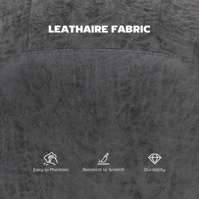 Set of 2 Tub Bar Stools Leathaire Charcoal Grey