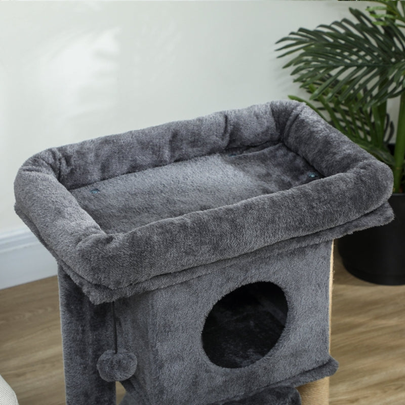 Cat Tree, Jute Scratching Mat, Resting Platform, Play Ball, Cat House, Beige