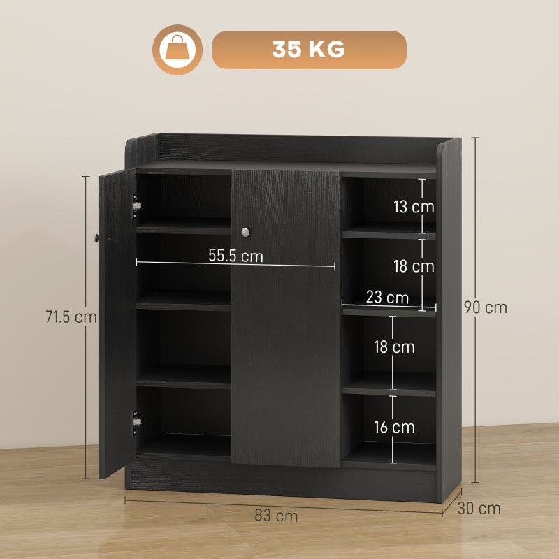 Shoe Storage Cabinet, Adjustable Shelves, Black