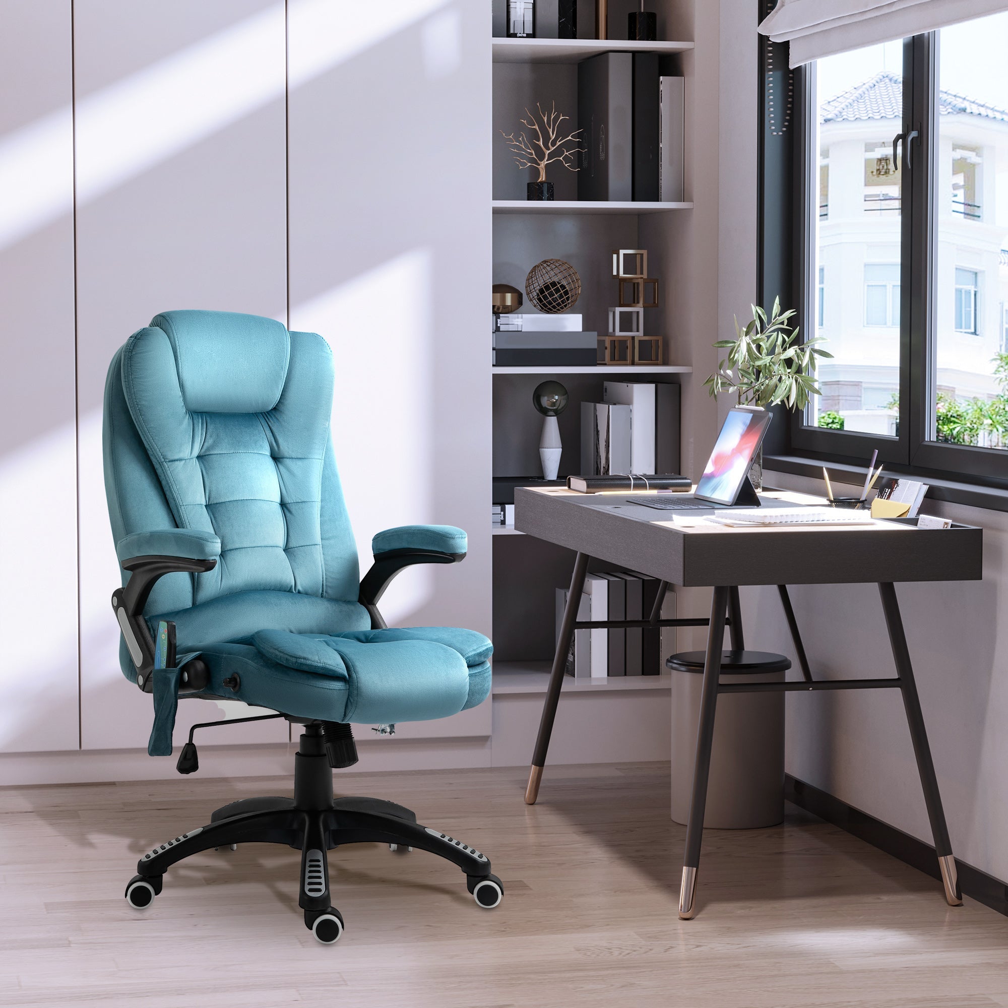 Office Chair Gaming Chair, Massage & Heating Function, Height-Adjustable 120kg, Blue