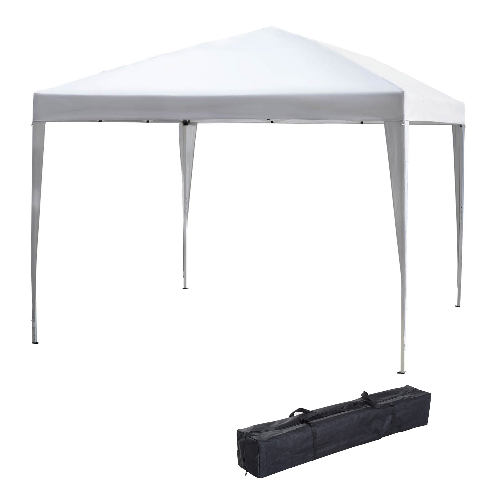 Pop-Up Folding Pavilion 2.95x2.95m UV Protection Steel and Oxford Fabric, White