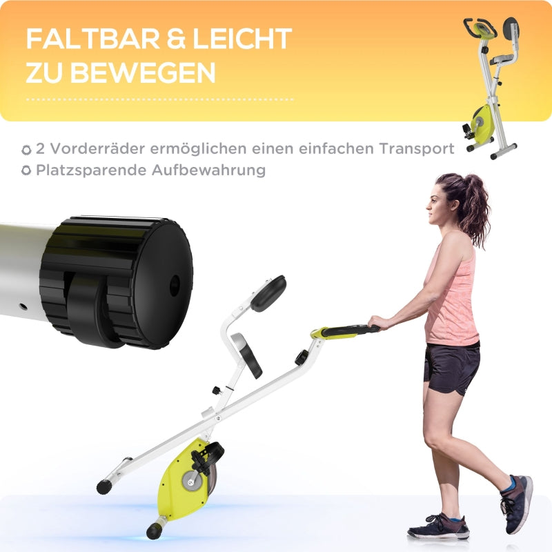 F-Bike Exercise Bike, 8-Level Magnetic Resistance, Height Adjustable, Steel, Yellow/White