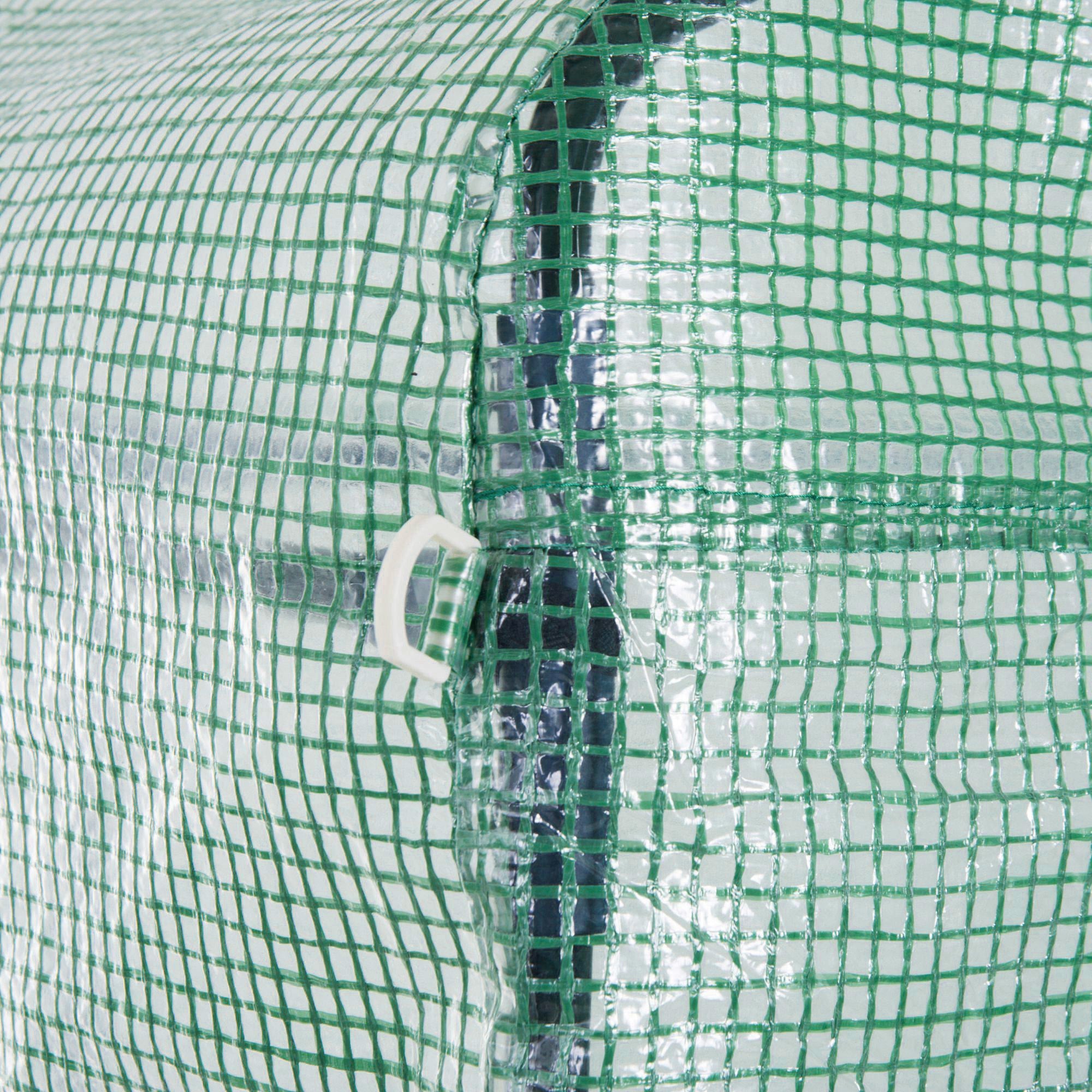 Polytunnel Foil Greenhouse 3.97x3x2m Walk-in UV Protection Roll-up Covers, Green Steel