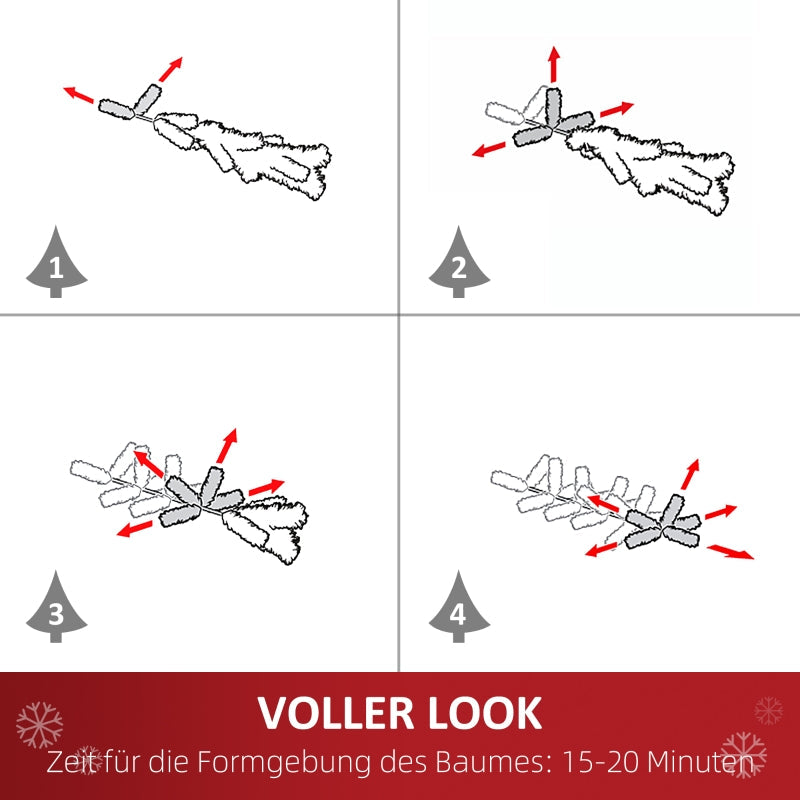 Artificial Christmas Tree, 630 Branches, 37 Cones, Snowy Tips, 180 cm