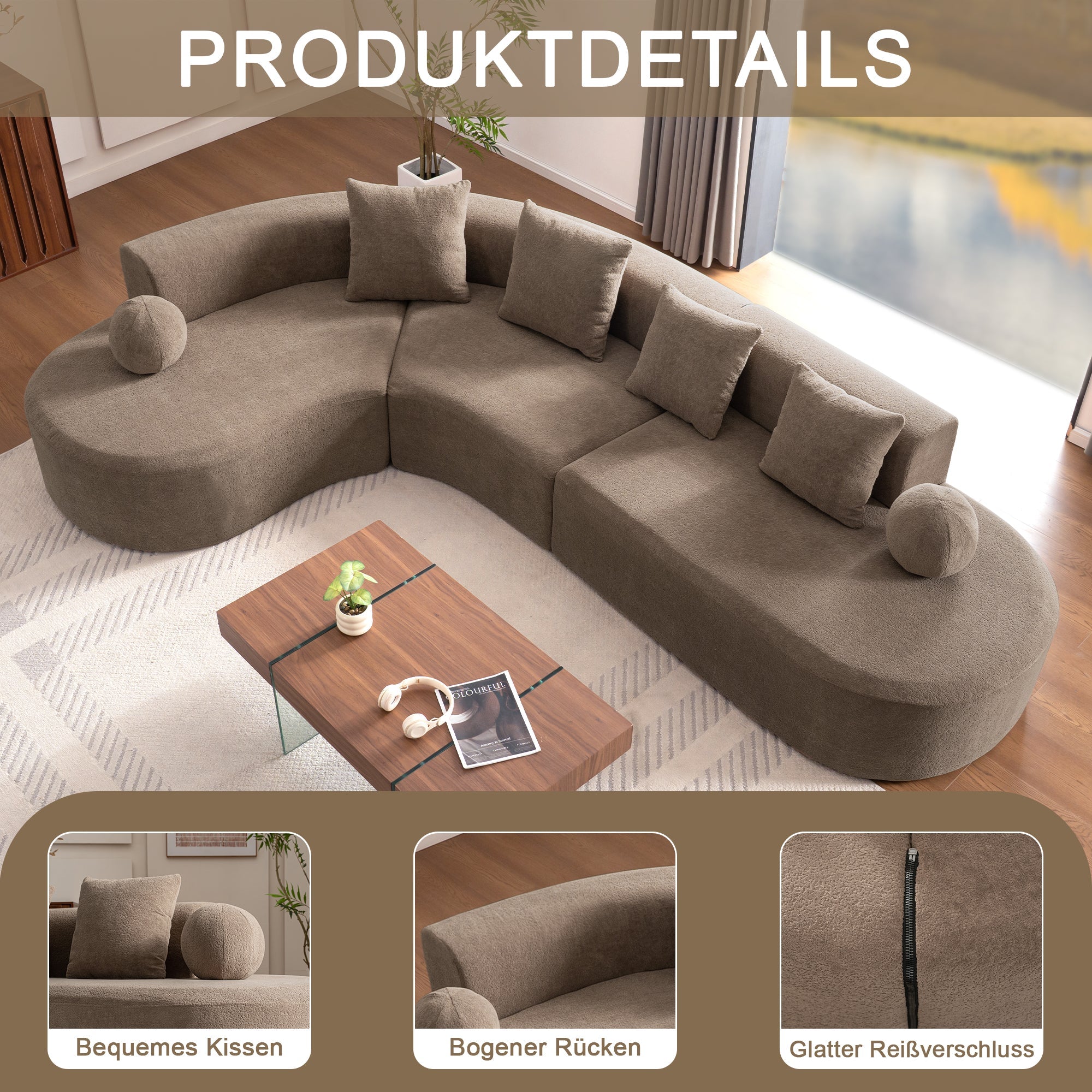 Sofa Large Arched Cloud-Like L-Shape