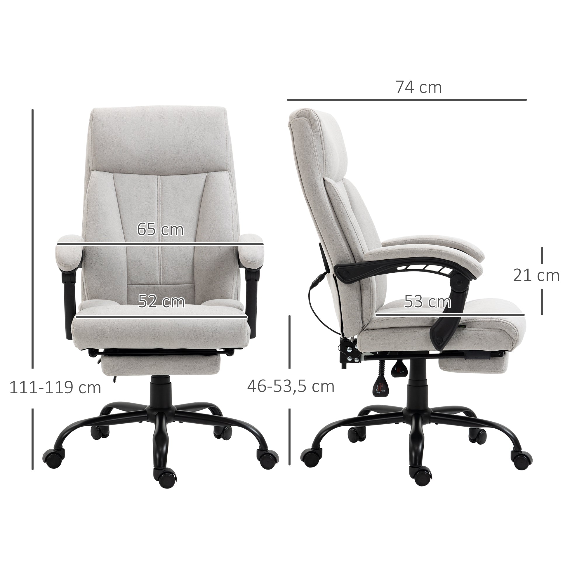 Office Chair, Ergonomic Executive Massage Function Footrest, Light Grey - Clearance