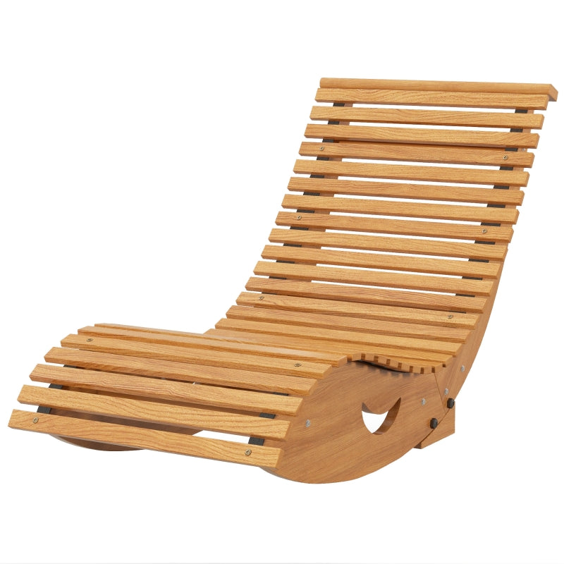 Outdoor Rocking Chair High Back Adjustable Pine Wood - Light Brown