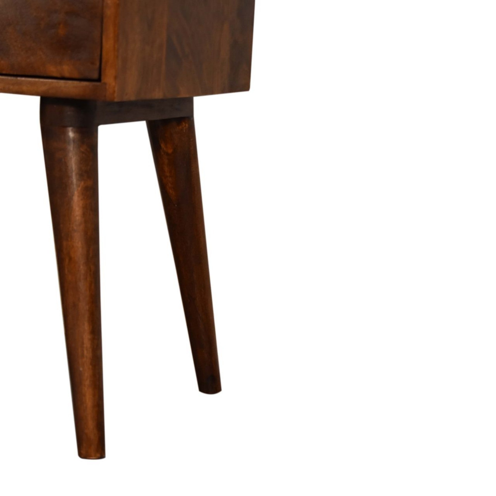 Solid Wood Bedside, Modern 2 Drawers, Dark Brown Chestnut