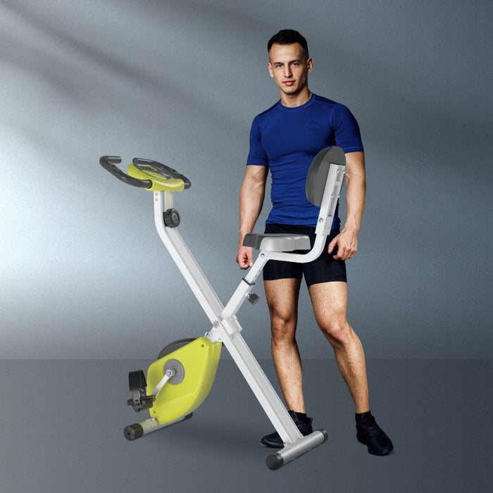 Fahrrad-Heimtrainer, 8-stufiger Magnetwiderstand, höhenverstellbar, Stahl, Gelb/Weiß