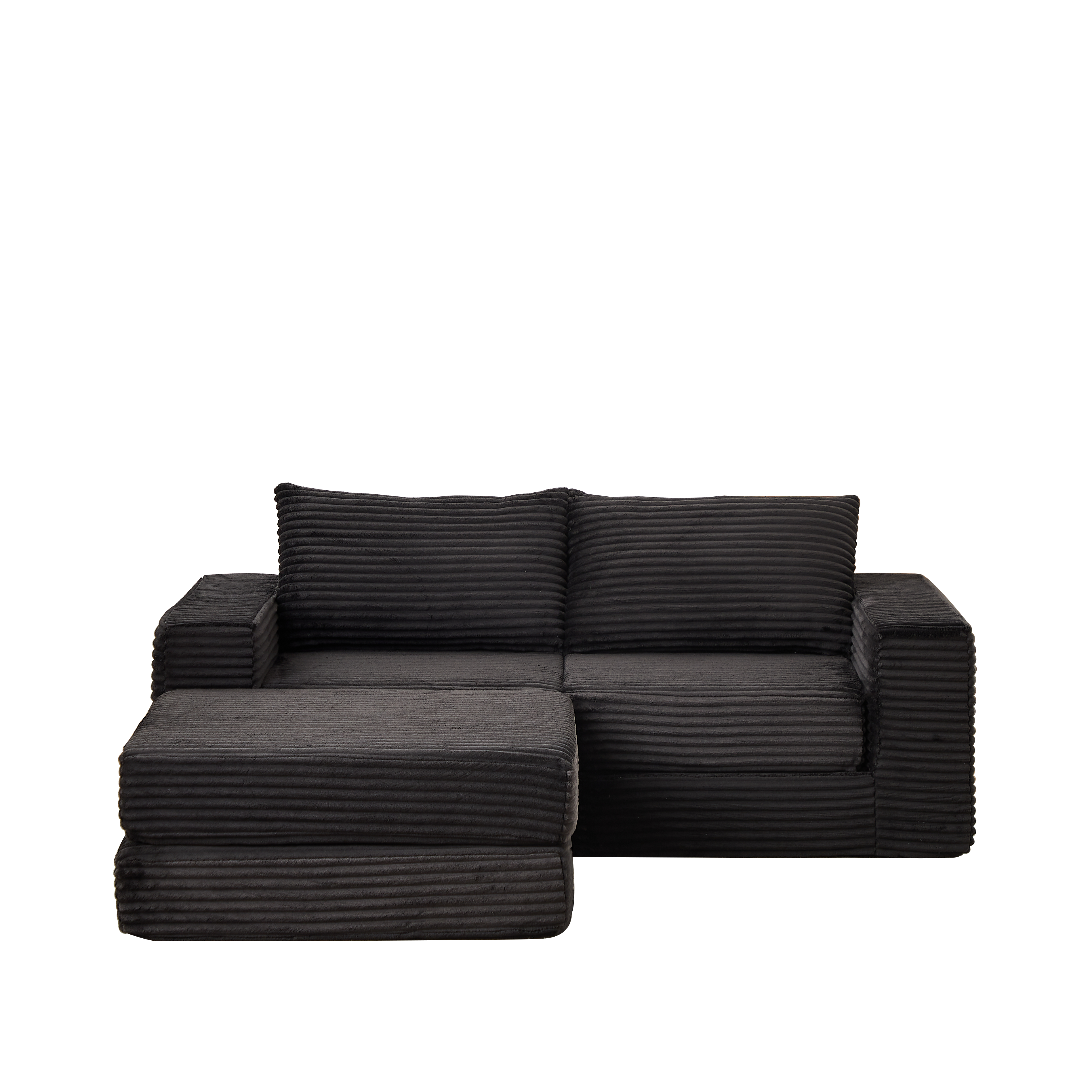 Corduroy 2-in-1 Sofa Bed with Removable Footstool and Modular Design, Corduroy