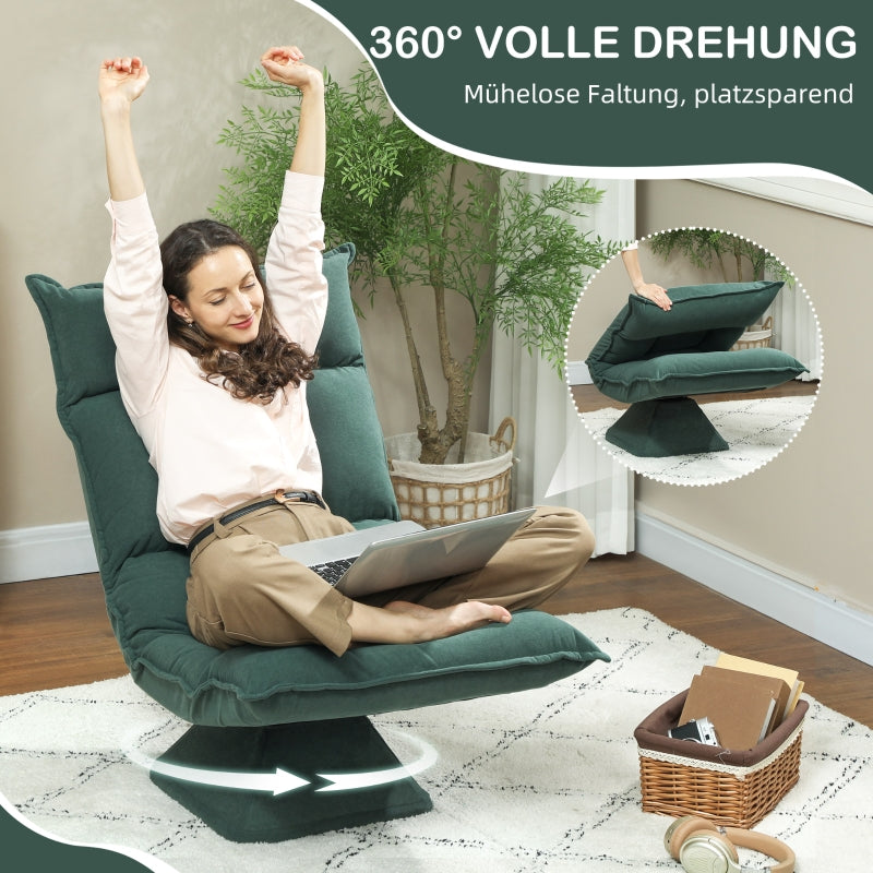 Floor Chair, 360° Rotatable, 5-Way Adjustable, Foldable, Green