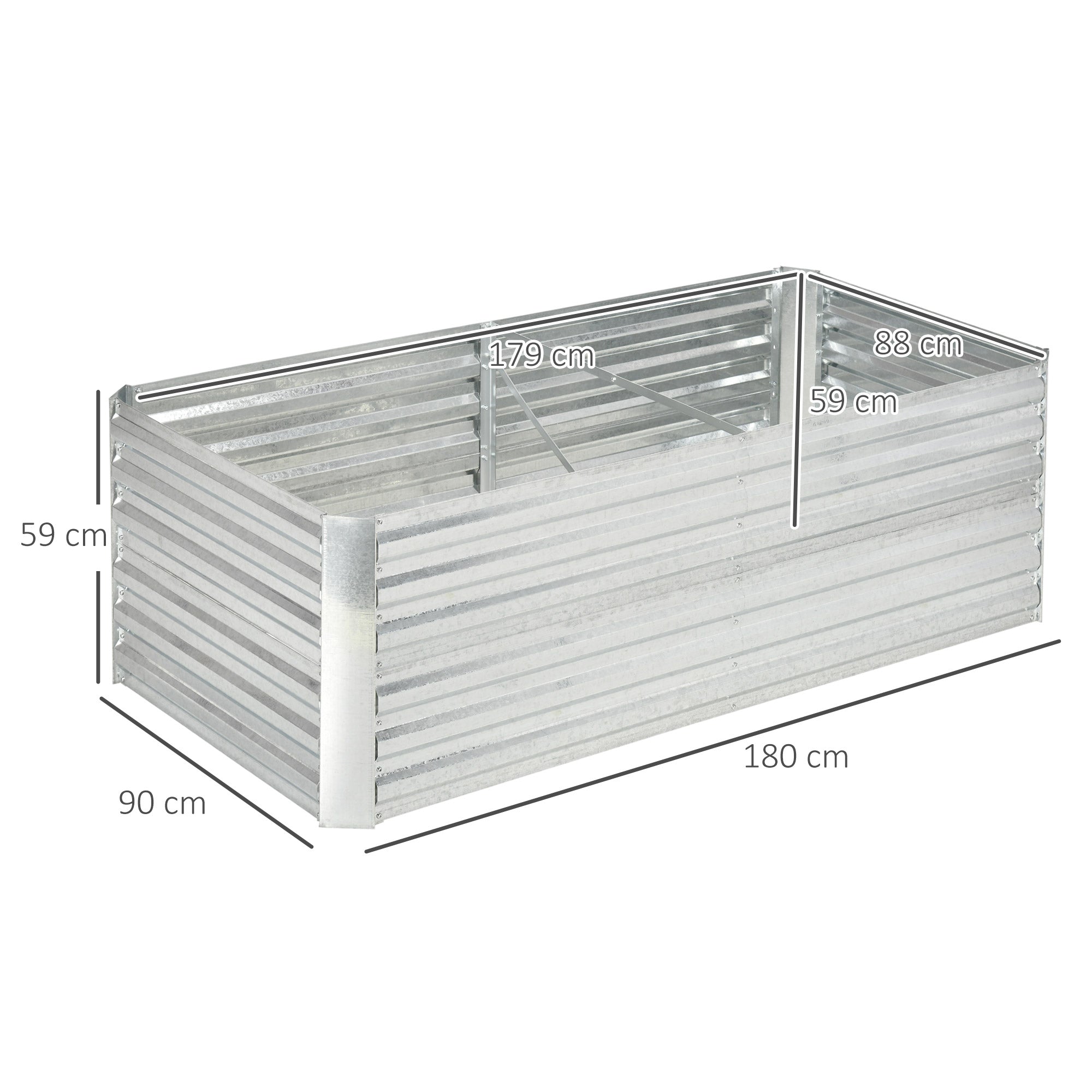 Raised Bed, Garden Planting Planter 180x90x60cm, Steel