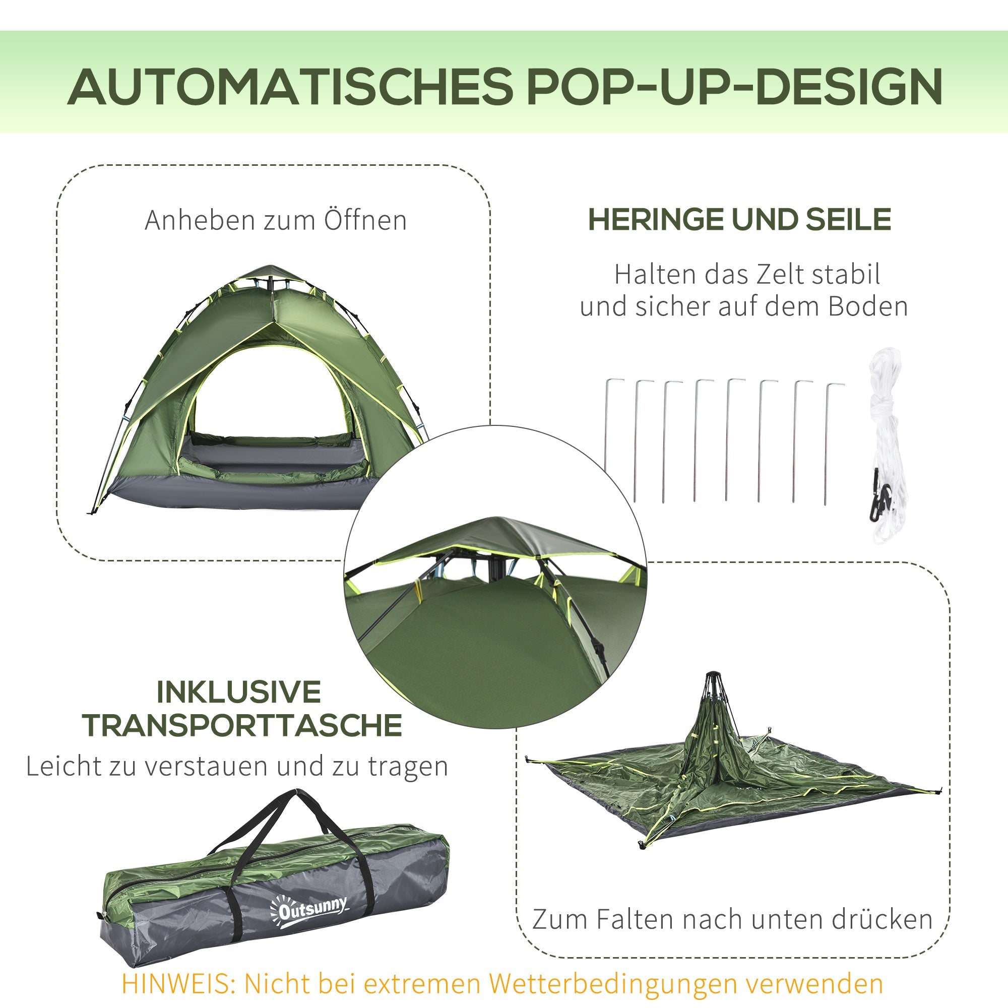 Double Camping Tent, Waterproof 4 Seasons 210x210x140cm, Outdoor Adventure